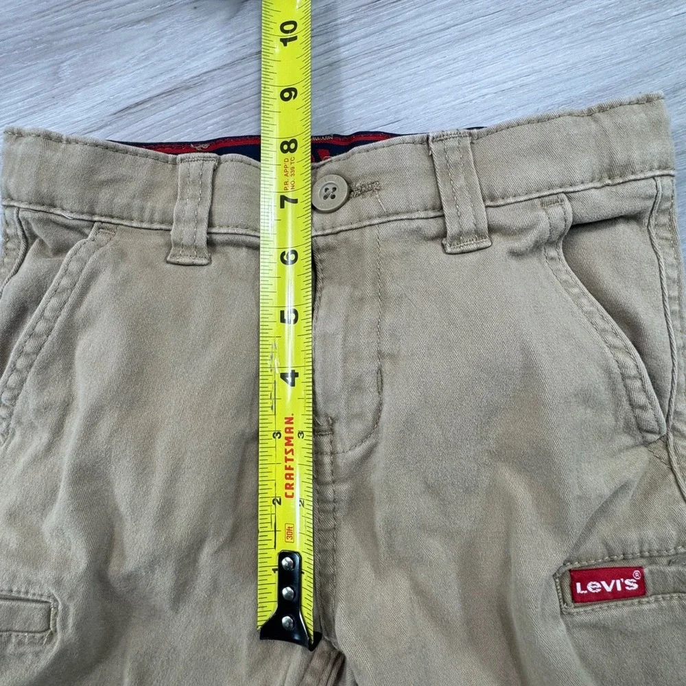 Levis Boys Khaki Cargo Shorts Size 4/5 Tan Cotton Stretch Adjustable‎ Waist